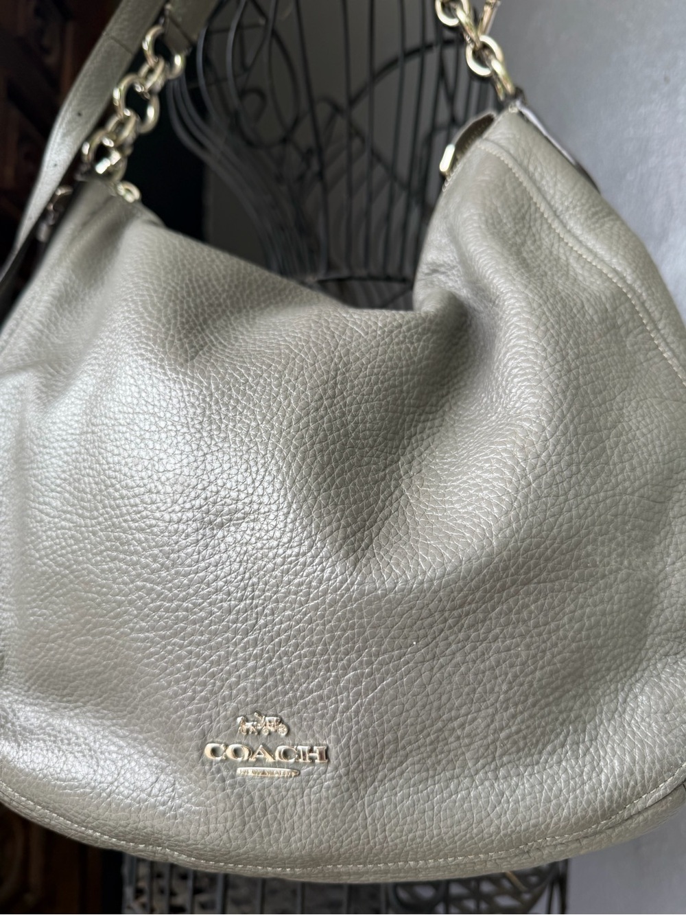 Coach Gray Leather Shoulder Bag